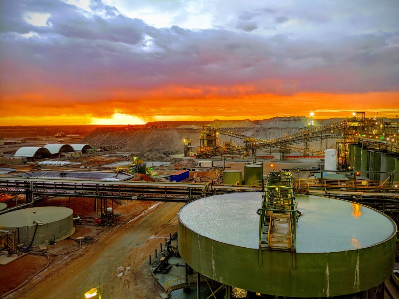 Processing plant at sunrise, Sunrise Dam, Australia